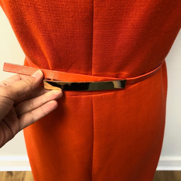 Tory Burch Sheath Dress Womens 6 Orange Cardigan Belted Business Career Teacher - Picture 12 of 16